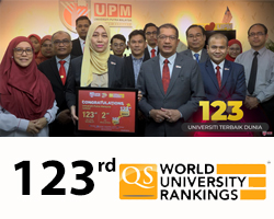 Penghargaan YH. Dato’ Prof. Dr. Mohd Roslan Sulaiman Atas Kejayaan UPM Tersenarai Dalam Ranking Ke-123 Terbaik Dunia